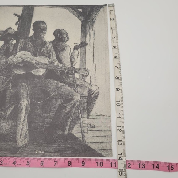 Imitation Charcoal Sketch of Pre-Civil War‎ Black America ~ Title Midday - Picture 9 of 9